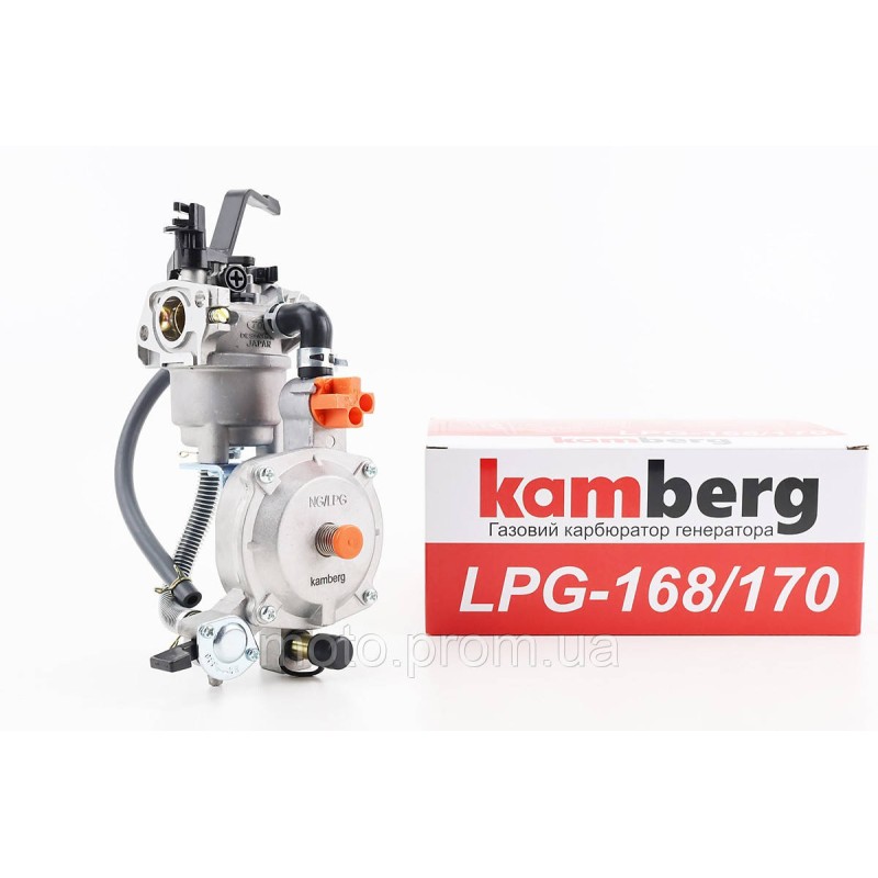 Газовий карбюратор LPG (пропан-бутан) для генераторів 1,6-3кВт (механізм важільний) з перемикачем та краном злива Тип 1